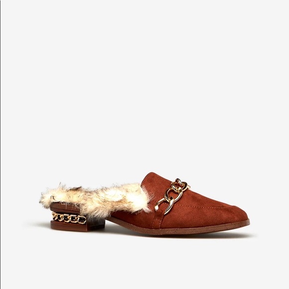 Flat mule style loafer fuzzy furry - Picture 3 of 5